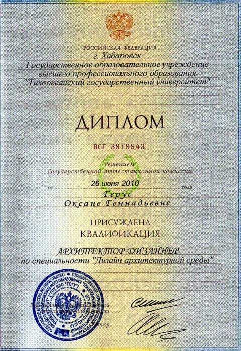 Диплом специалиста Герус Оксана